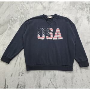 Brooklyn Cloth Sweatshirt Womens S Blue USA Flag Graphic Pullover Casual Patriot